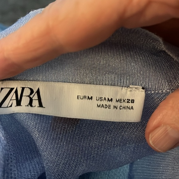 Zara NWOT Sheer Shimmering Long Sleeve Blouse in Lavender in Size Medium - Picture 7 of 10